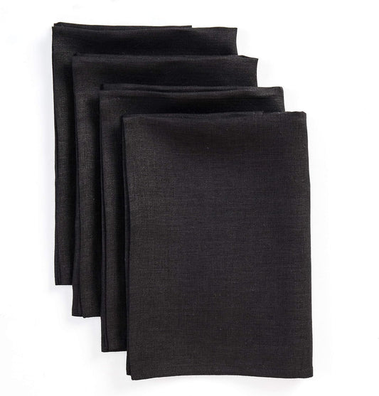 Black Linen Napkins Set of 4-100% Pure Linen e