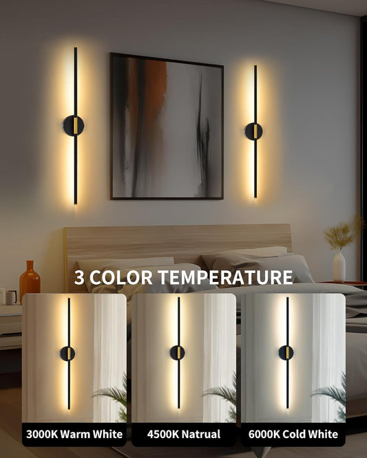 Wall Sconce Set of 2, 24 Inch Wireless Rechargeable Wall Lights with Remote Control