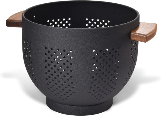 Black Metal Colander with Wood Handles