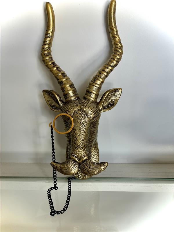 Mustachioed Antelope with Monocle Wall Mounted Hanger