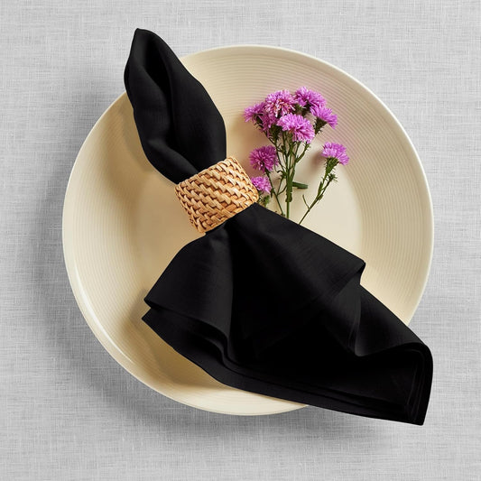 Black Linen Napkins Set of 4-100% Pure Linen e