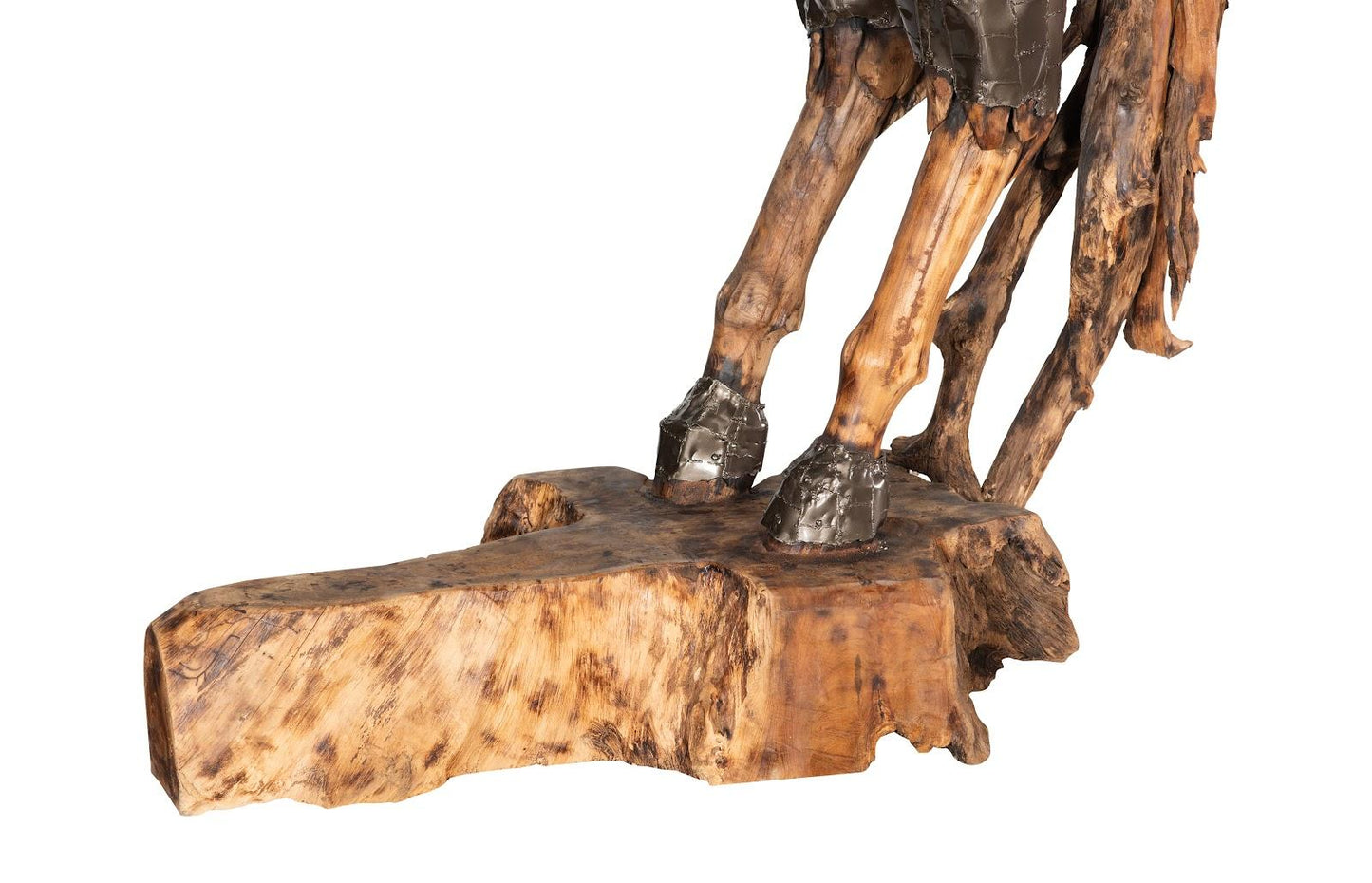 Mustang Horse Armored Sculpture, Rearing, Natural Bronze Finish
