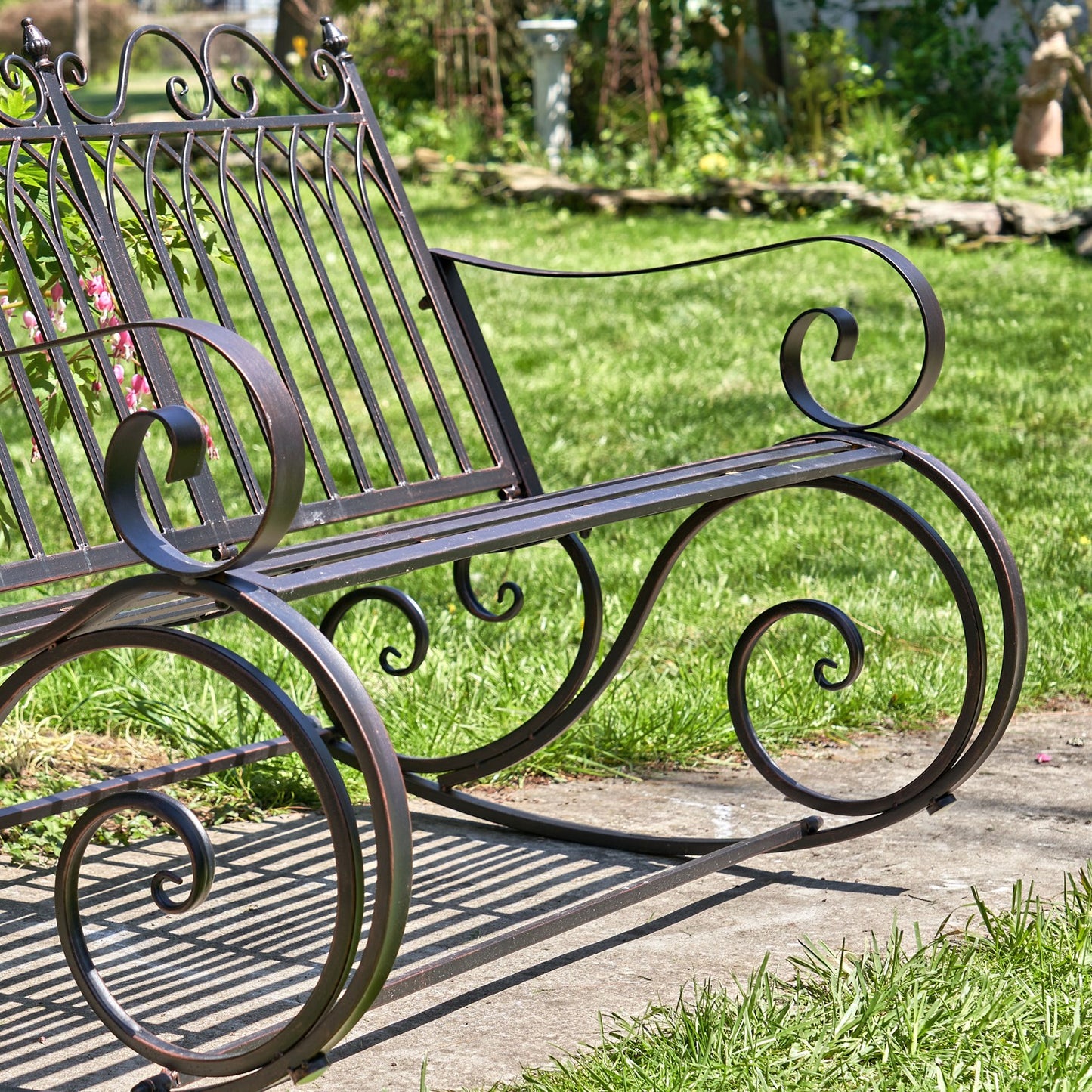 Iron Rocking Garden Bench