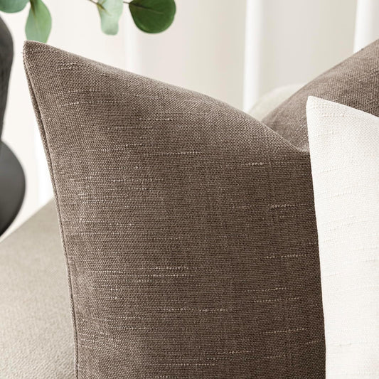 Pack of 2 Soft Textured Throw Decorative Pillow Covers 18X18 Inch, Taupe