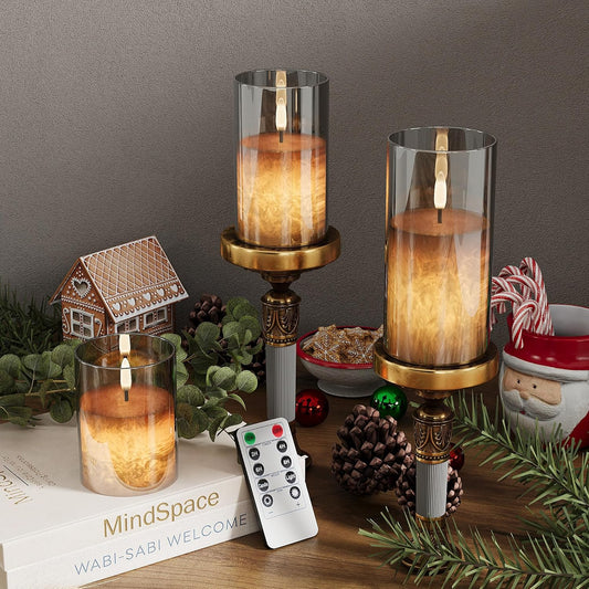 Real Wax Crystal Design Flickering Flameless Candles with Remote 