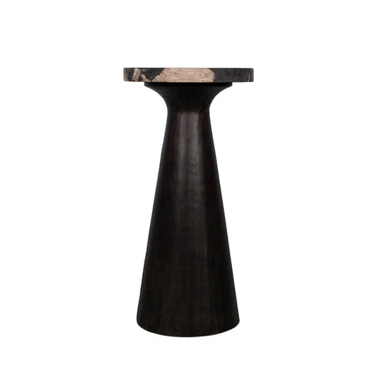Petrified Wood Pedestal Table  - Black