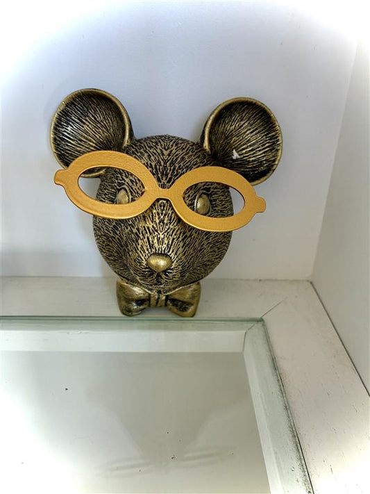 Golden Mouse with Glasses Wall Mounted Hanger