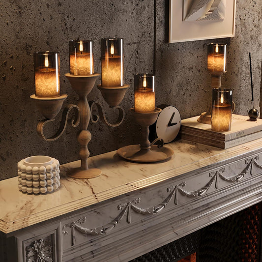 Real Wax Crystal Design Flickering Flameless Candles with Remote 