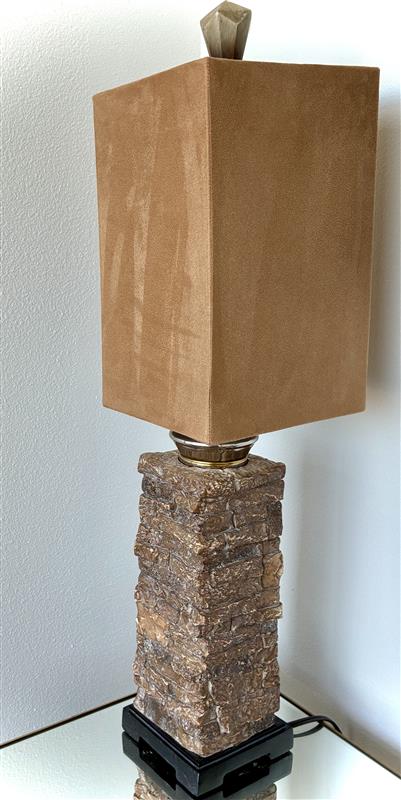 Uttermost Stone Lamp with Suede Lampshade