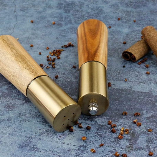 Gold Salt Shaker and Pepper Grinder Set