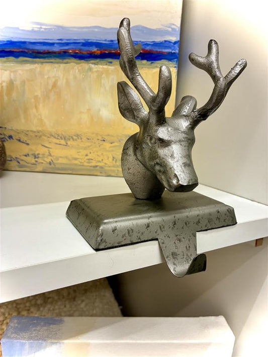 Silver Reindeer Stocking Holder