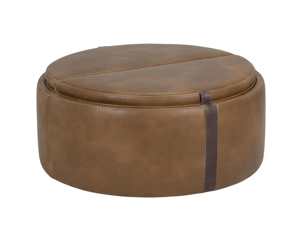 Borelli Wheeled Storage Ottoman - Tobacco Tan / Autumn Chestnut