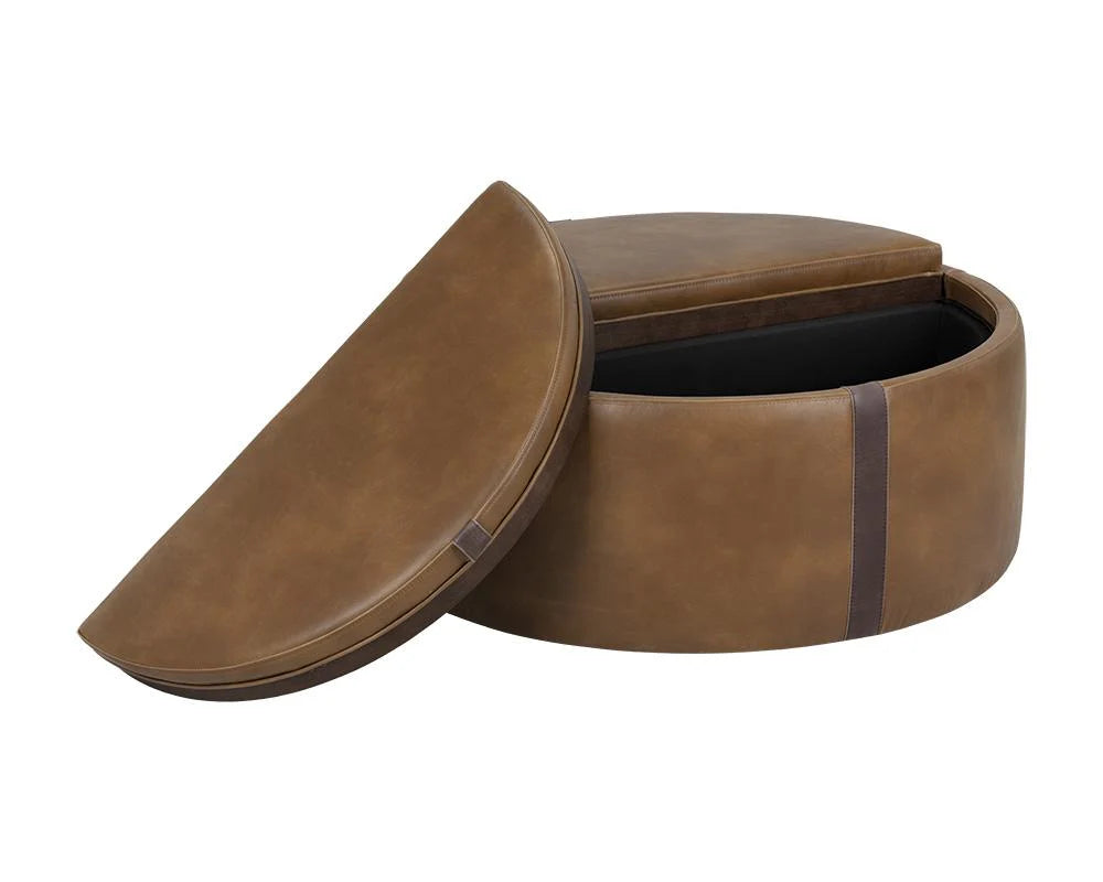 Borelli Wheeled Storage Ottoman - Tobacco Tan / Autumn Chestnut
