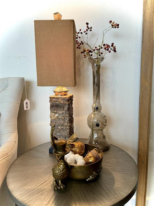 Uttermost Stone Lamp with Suede Lampshade