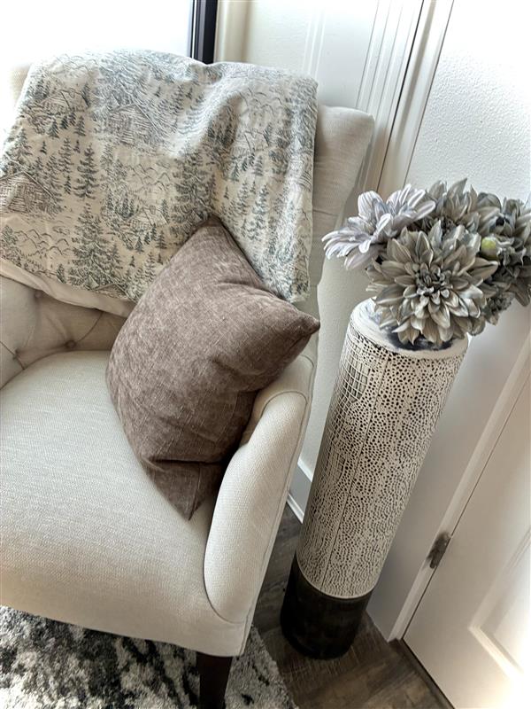 Tall White and Black Floor Vase