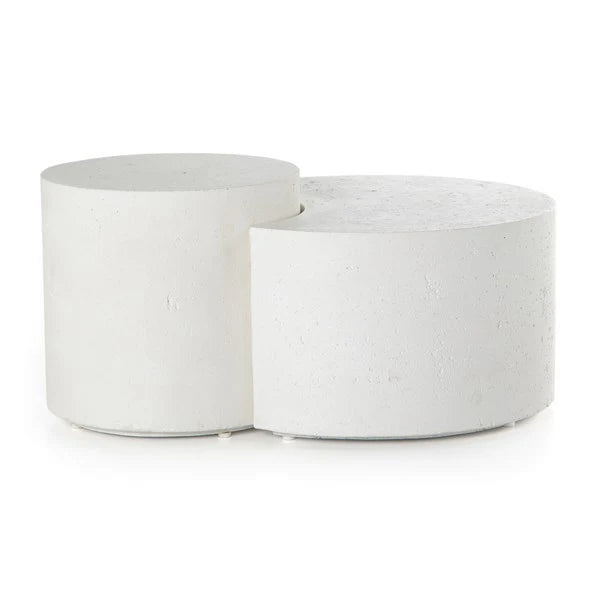 Meza Nesting Coffee Table-Textured White