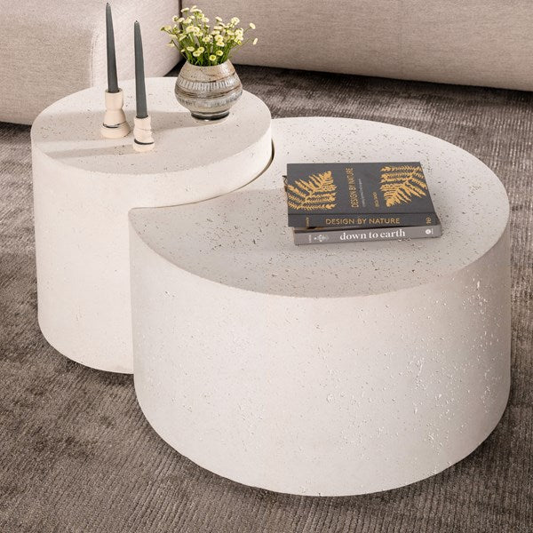 Meza Nesting Coffee Table-Textured White
