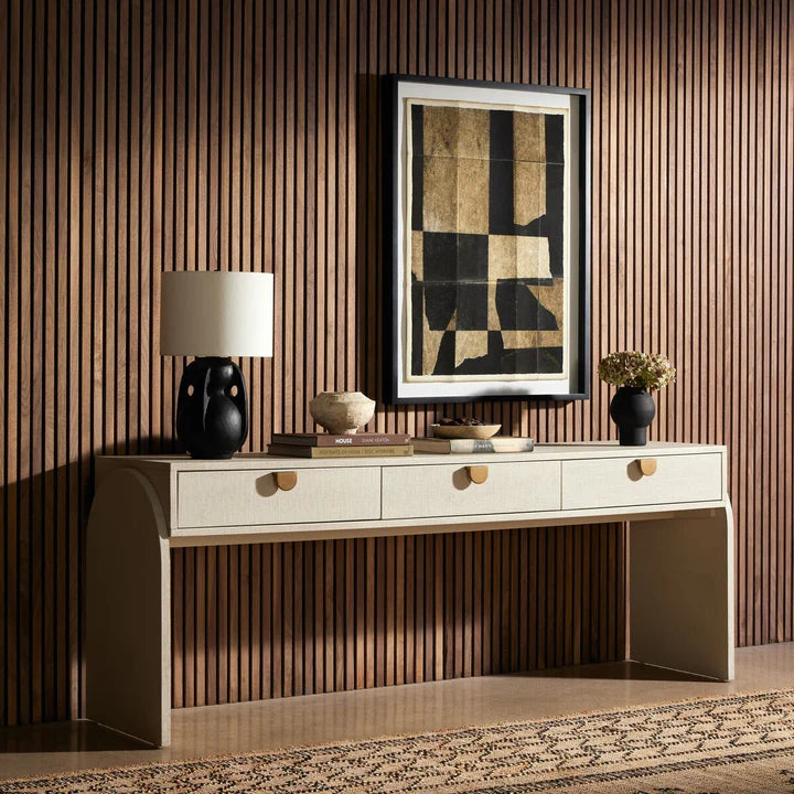 Cressida Console Table, Ivory Painted Linen