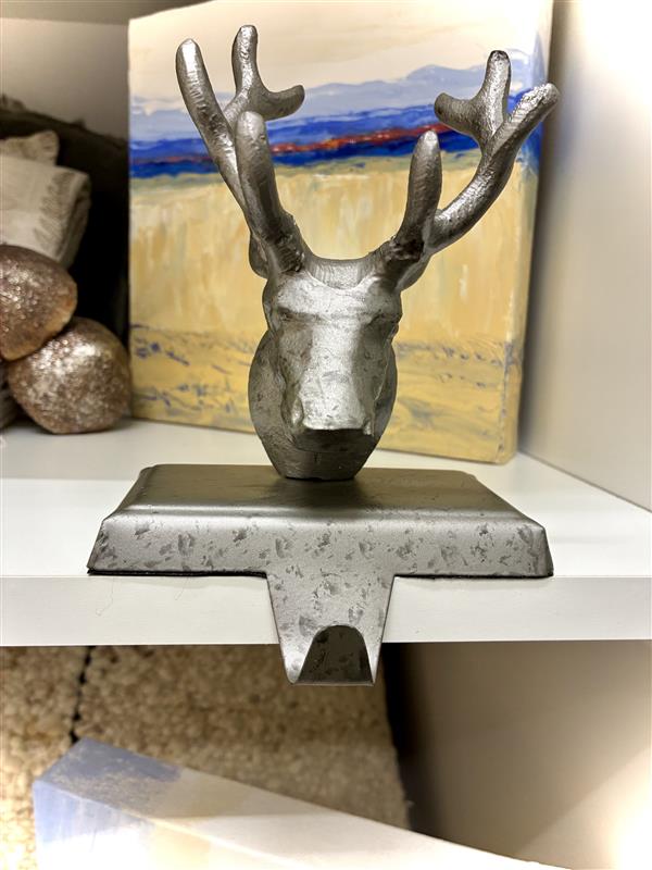 Silver Reindeer Stocking Holder