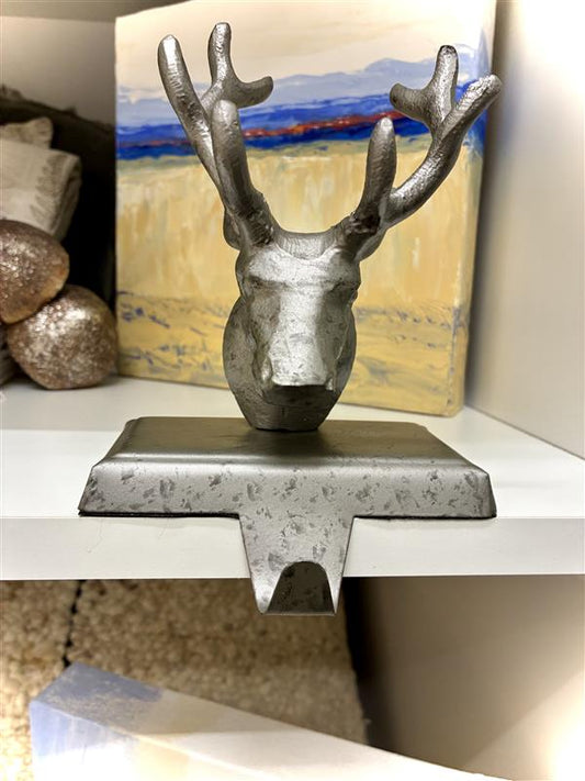 Silver Reindeer Stocking Holder
