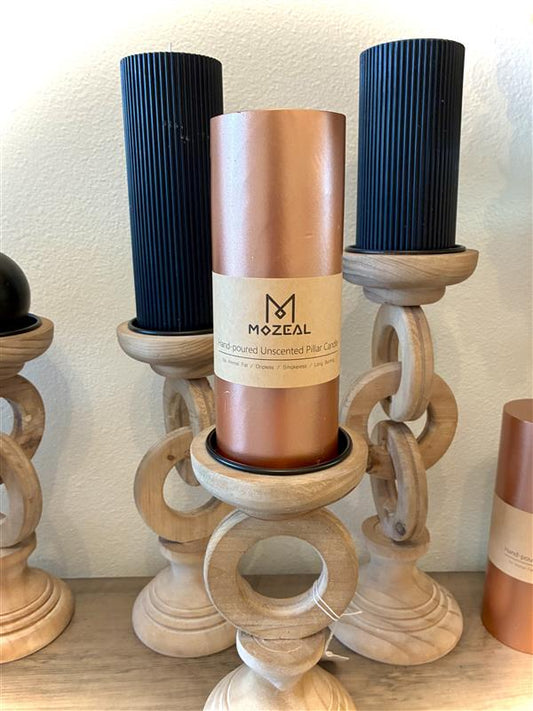 3" x 8" Hand-Poured Unscented Large Candle, Smokeless Rustic Pillar Candle Set of 2