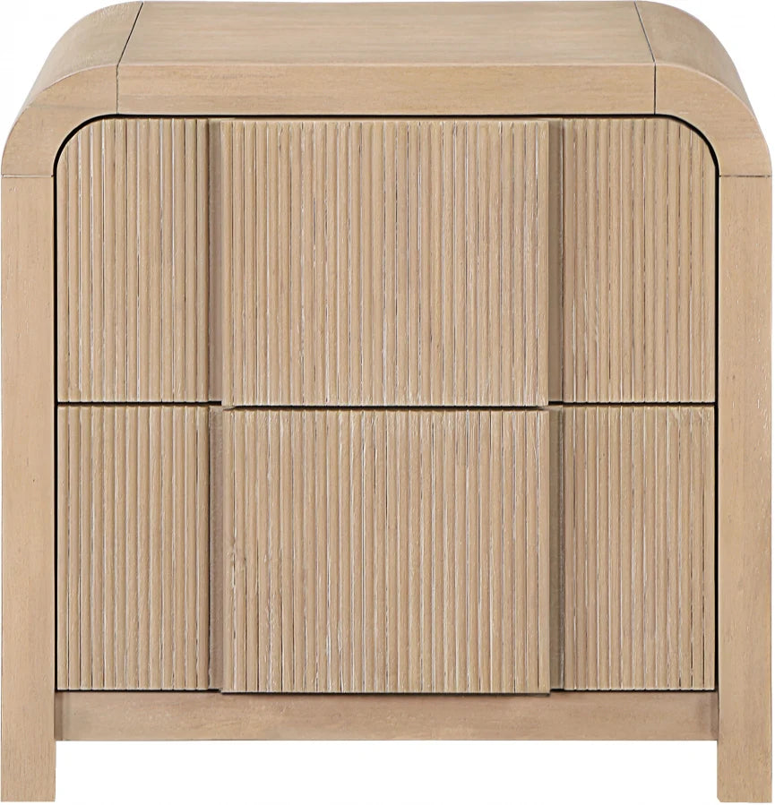 Fluted Solid Wood And Oak Veneer Nightstand