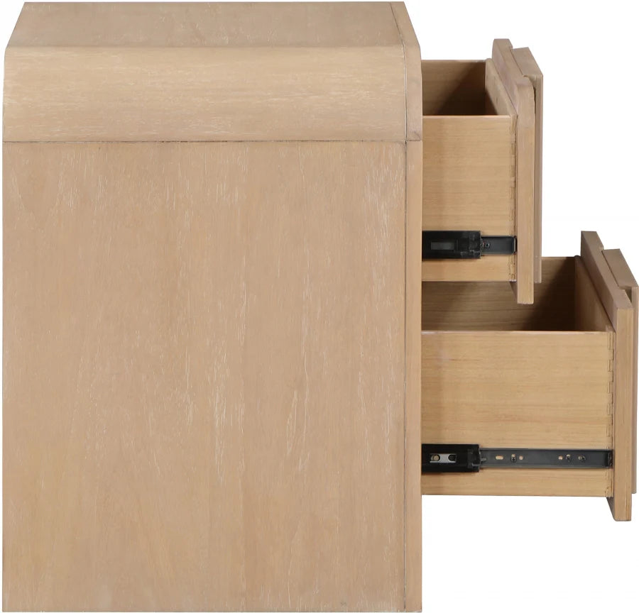 Fluted Solid Wood And Oak Veneer Nightstand
