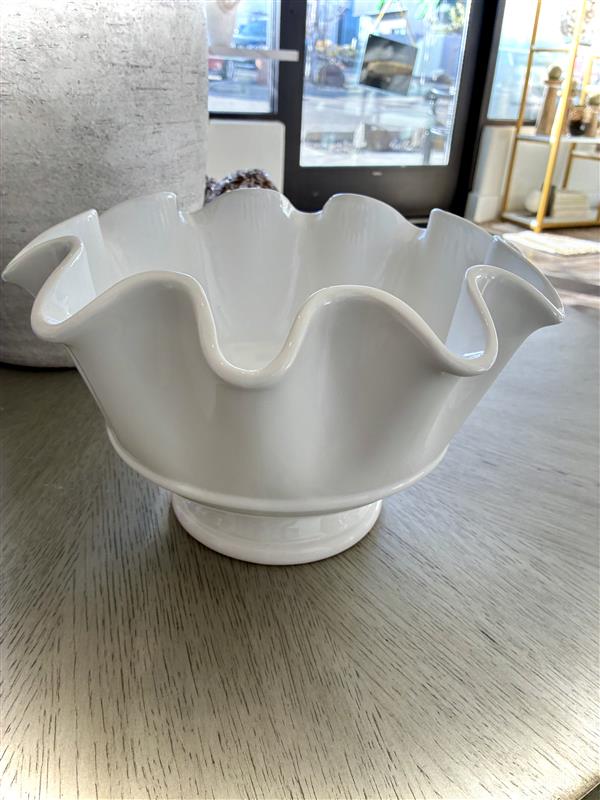 White Scalloped Serving Bowl