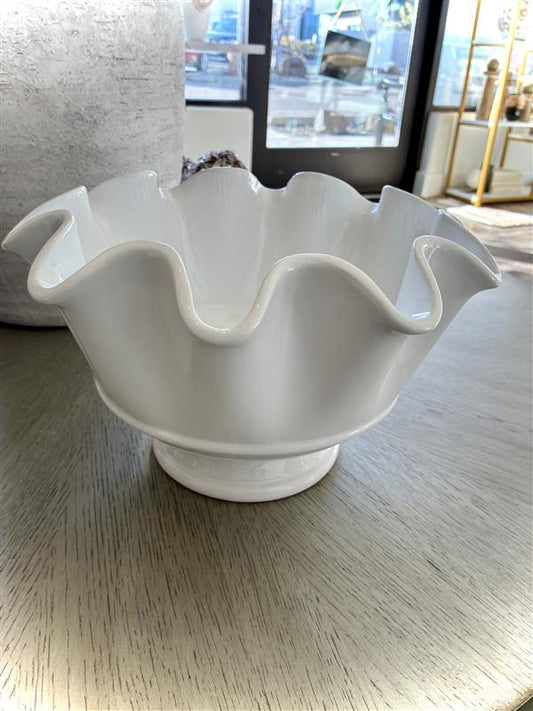 White Scalloped Serving Bowl