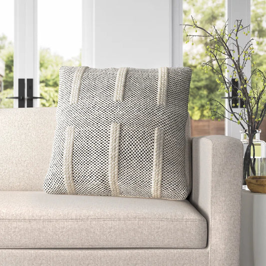Striped Cotton Blend Accent Pillow 