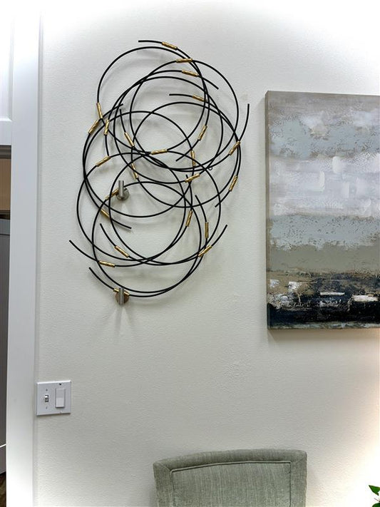 Metal Circles Black & Gold Wall Art