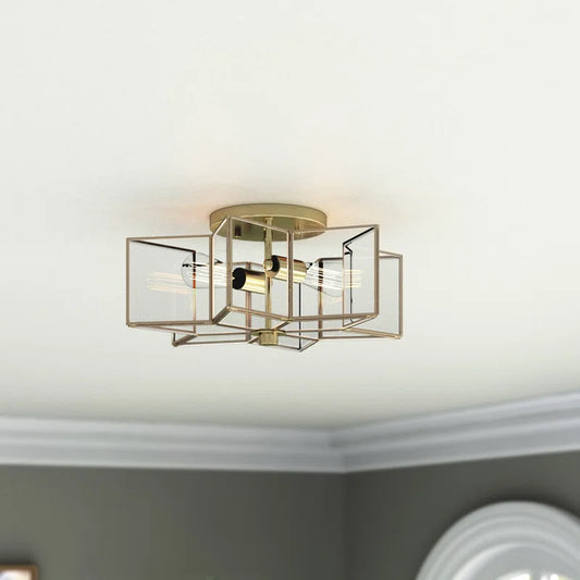 Glass Semi Flush Mount Light Flower