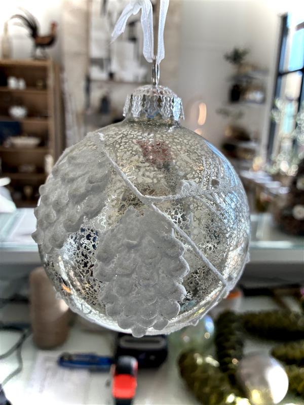 Frontgate Glass Ornament with Pine