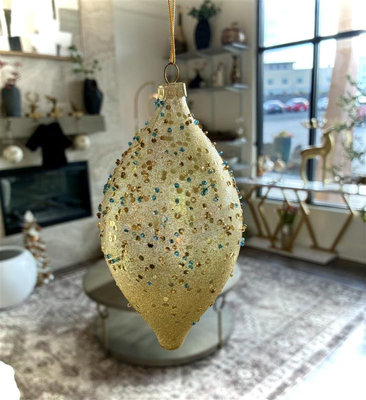 Yellow and Blue Glitter Ornament