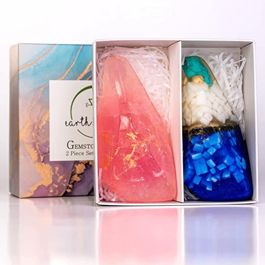 Soap Rocks Set of 2- Gemstone Soaps with Real Crystals Inside