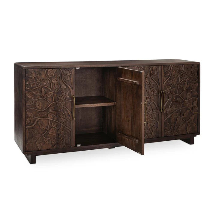 Albero Solid Wood 4 Door Buffet - Kona Brown