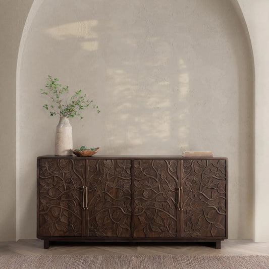 Albero Solid Wood 4 Door Buffet - Kona Brown