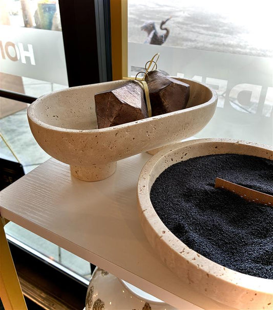 Travertine Decorative Bowl - Two Legs