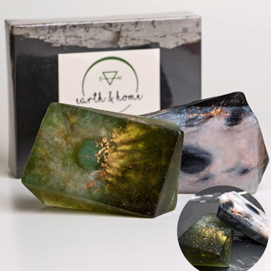 Decorative Scented Gemstone Soap with Crystals (Jade & Black Obsidian) - Set of Two (Ships to Your Door) *