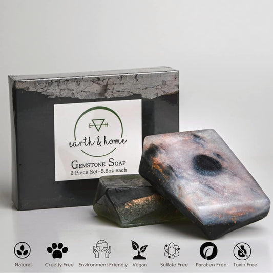 Decorative Scented Gemstone Soap with Crystals (Jade & Black Obsidian) - Set of Two (Ships to Your Door) *