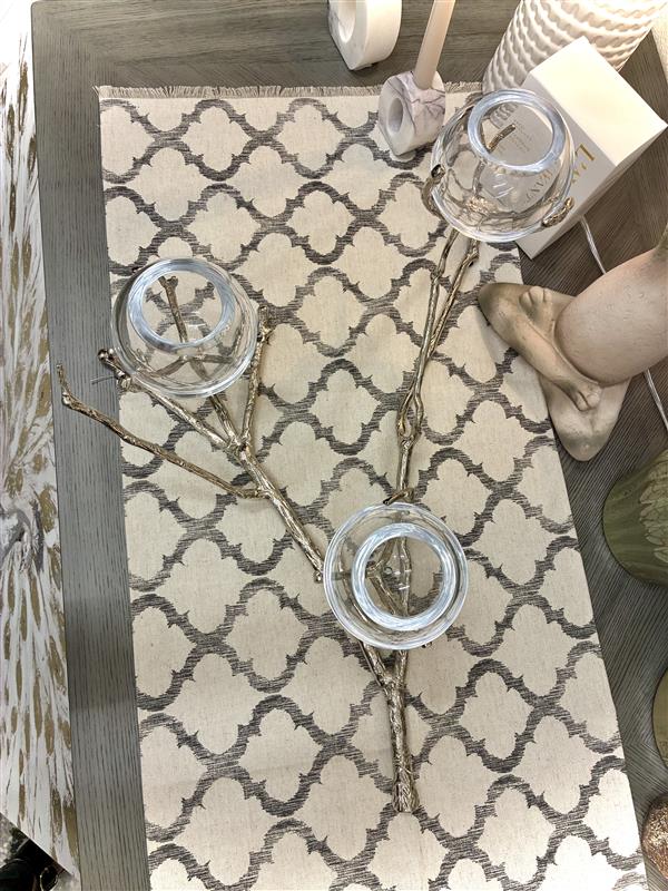 Silver Branch Three Candle Holder