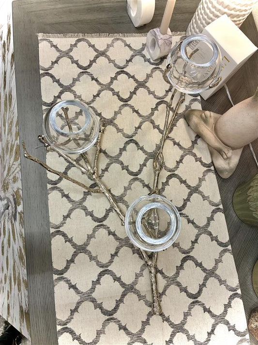 Silver Branch Three Candle Holder