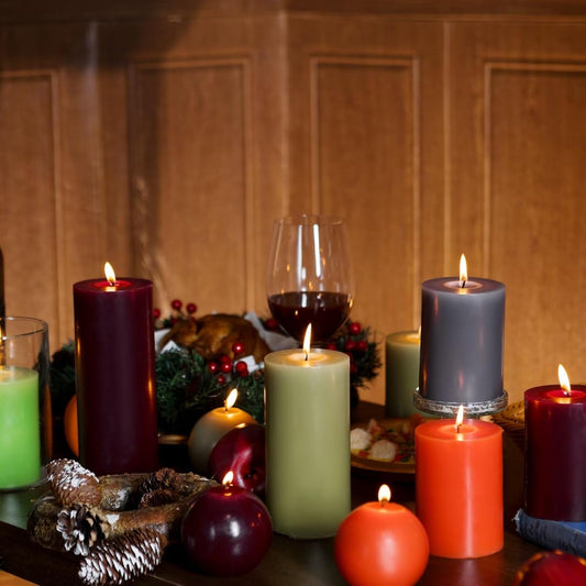 Hand-Poured Unscented Burgundy Candle, Dripless Maroon/Dark Red Pillar Candle Set of 3