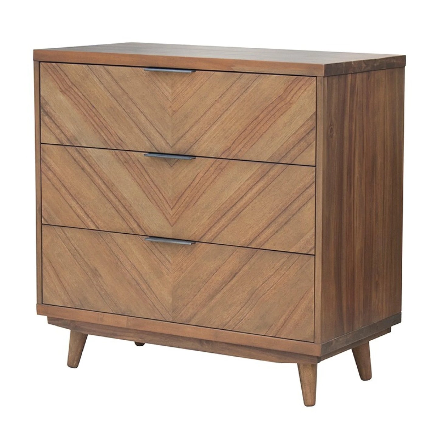 Piero KD Chevron Chest 3 Drawers, Monterey Brown