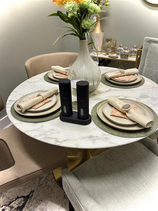 Electric Salt and Pepper Grinder Set USB Rechargeable Electric Spice Mill Set (Carbon Black)