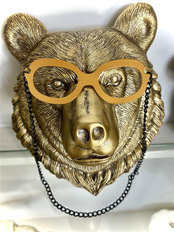 Golden Bear with Glasses Wall Mounted Hanger