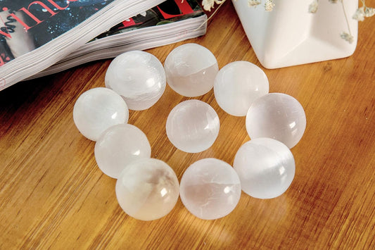 Selenite Sphere Balls -  Set of 10 