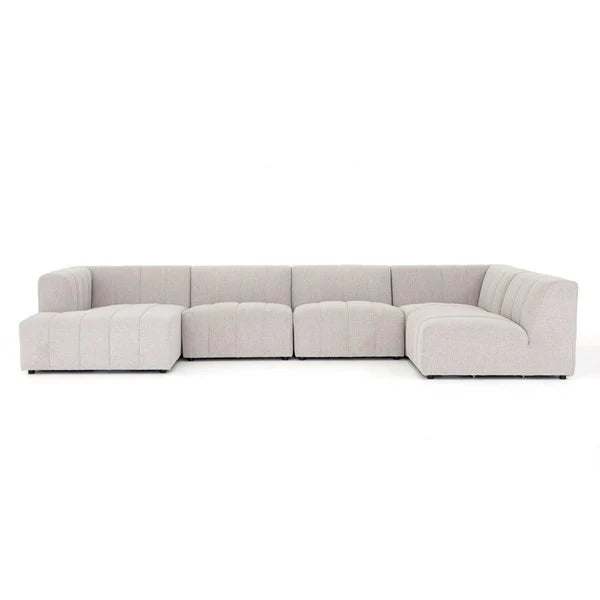 Langham Channeled 5- Piece Left Arm Facing Chaise Sectional