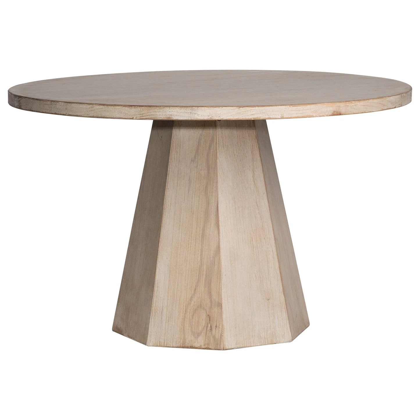 Xavier 48" Round Reclaimed Pine Light Wash Pedestal Dining Table