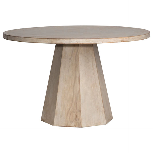Xavier 48" Round Reclaimed Pine Light Wash Pedestal Dining Table